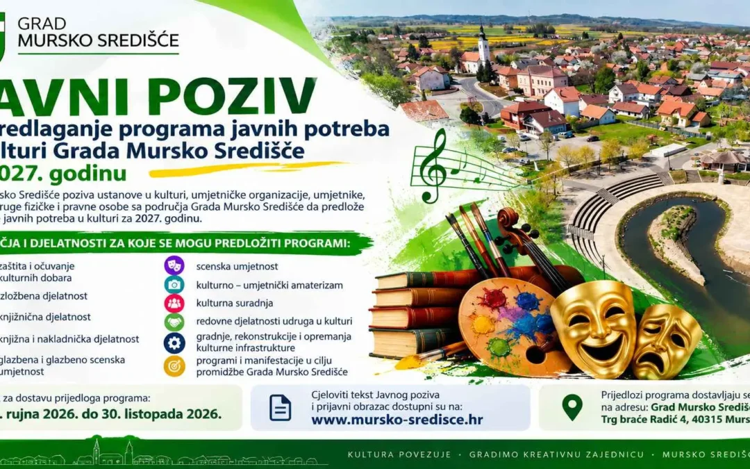 Javni poziv za predlaganje programa javnih potreba u kulturi Grada Mursko Središće za 2027.