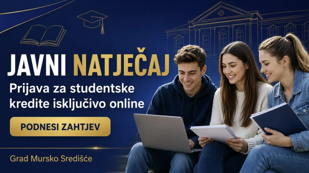 Online prijave – dodjela studentskih kredita za akademsku godinu 2026/2027. putem web stranica grada