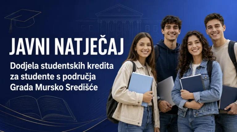 JAVNI NATJEČAJ dodjela studentskih kredita za studente s područja grada za akademsku godinu 2026./2027.